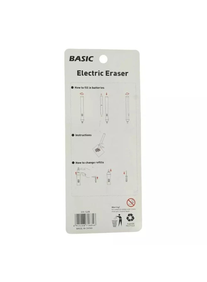 Basic Electric Eraser with 2 Erase Clip + 2.3 mm Eraser 10pcs & 12pcs of 5mm- Grey and White - Image 2