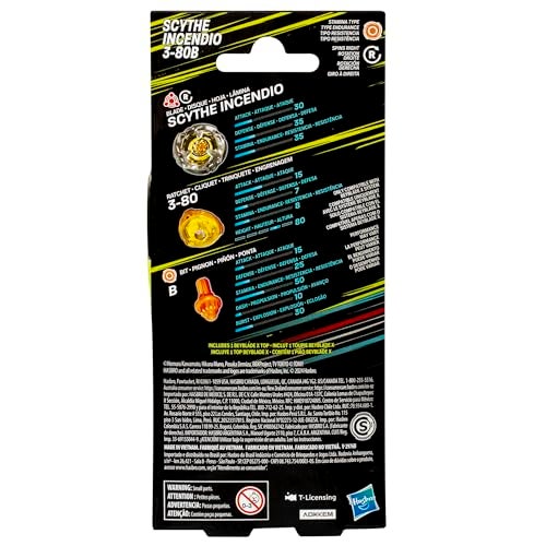 BeyBlade BEY BLADE X Scythe Incendio 3-80B Booster Pack Set with Stamina Type Right-Spinning Top; Battling Top Toys for 8 Year Old Boys and Girls - Image 4