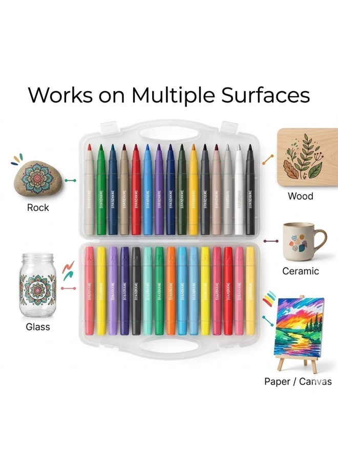 48 Colors Acrylic Paint Marker Set, Dual Tip Paint Pens, Art Markers for Rock Painting, Wood, Canvas, Ceramic, Glass & Fabric – Permanent Acrylic Paint Pens for Kids, Artists, DIY Crafts, School Projects, Drawing & Coloring Supplies - Image 3