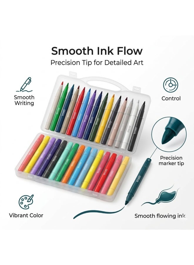 48 Colors Acrylic Paint Marker Set, Dual Tip Paint Pens, Art Markers for Rock Painting, Wood, Canvas, Ceramic, Glass & Fabric – Permanent Acrylic Paint Pens for Kids, Artists, DIY Crafts, School Projects, Drawing & Coloring Supplies - Image 5