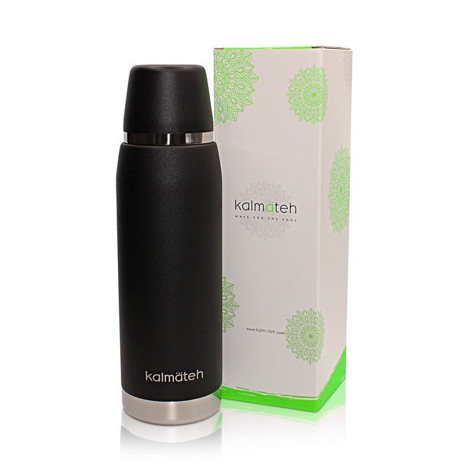 THERMOS DOUBLE WALLED VACUUM INSULATED STAINLESS STEEL THERMOS 760ML PRECISE POURING HEAT RETENTION FOR YERBA MATE COFFEE TEA CAMPING BLACK