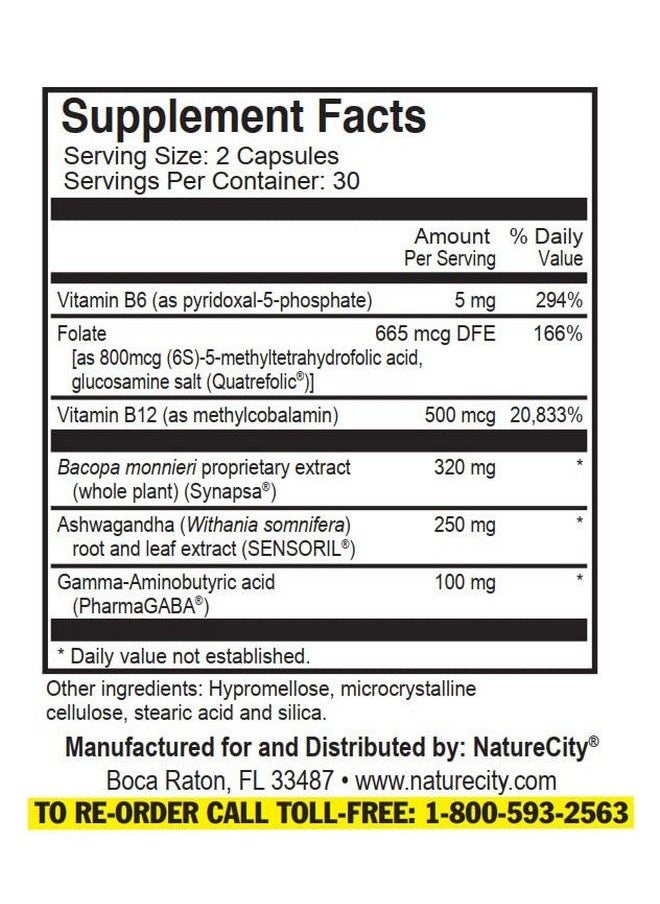 NatureCity - True Recall Brain & Memory Support Supplement 60 Capsules - Image 1