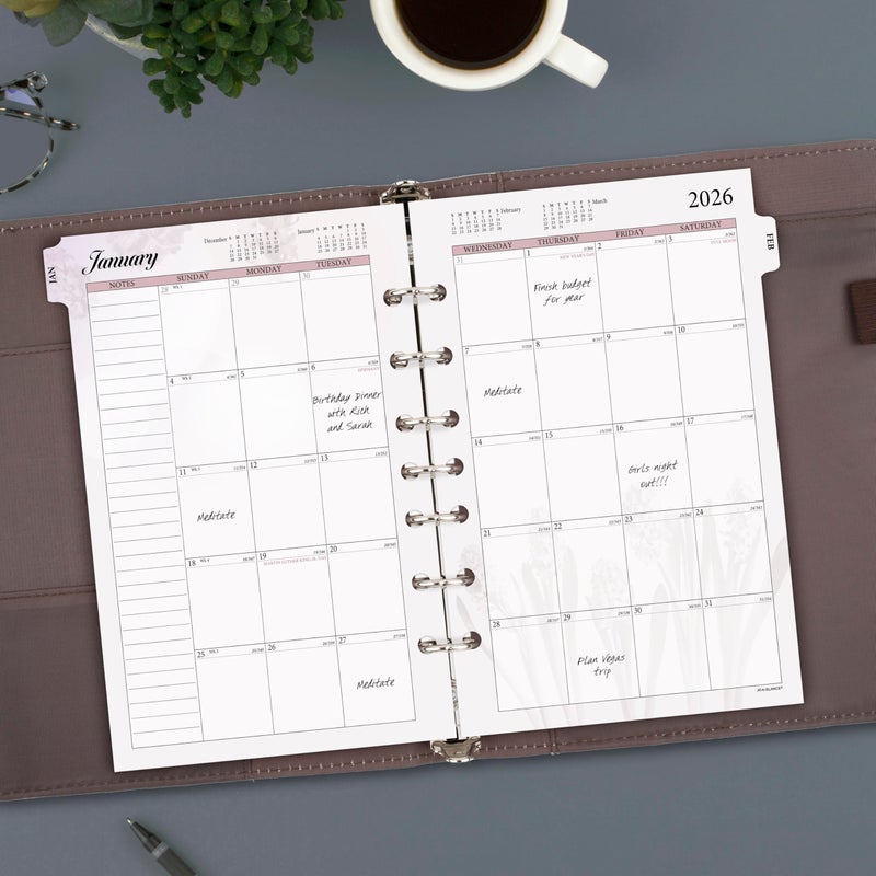 AT-A-GLANCE 2026 Planner Refill, Monthly, 5-1/2" x 8-1/2", Desk Size 4, Loose-Leaf, Unruled Blocks, Nature (061-685-26) - Image 2