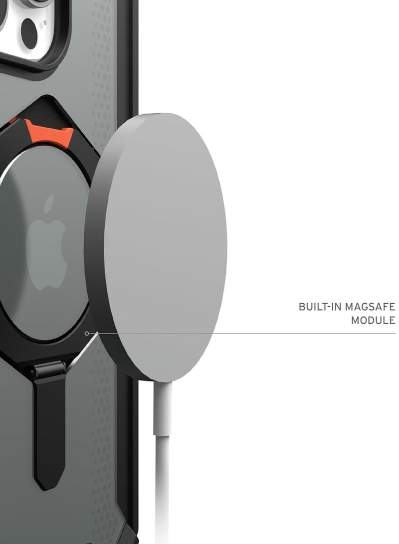 Urban Armor Gear UAG Plasma XTE MagSafe for iPhone 16 PRO Case Cover [20 Feet Drop tested] with Kickstand - Black | Orange  - Image 5