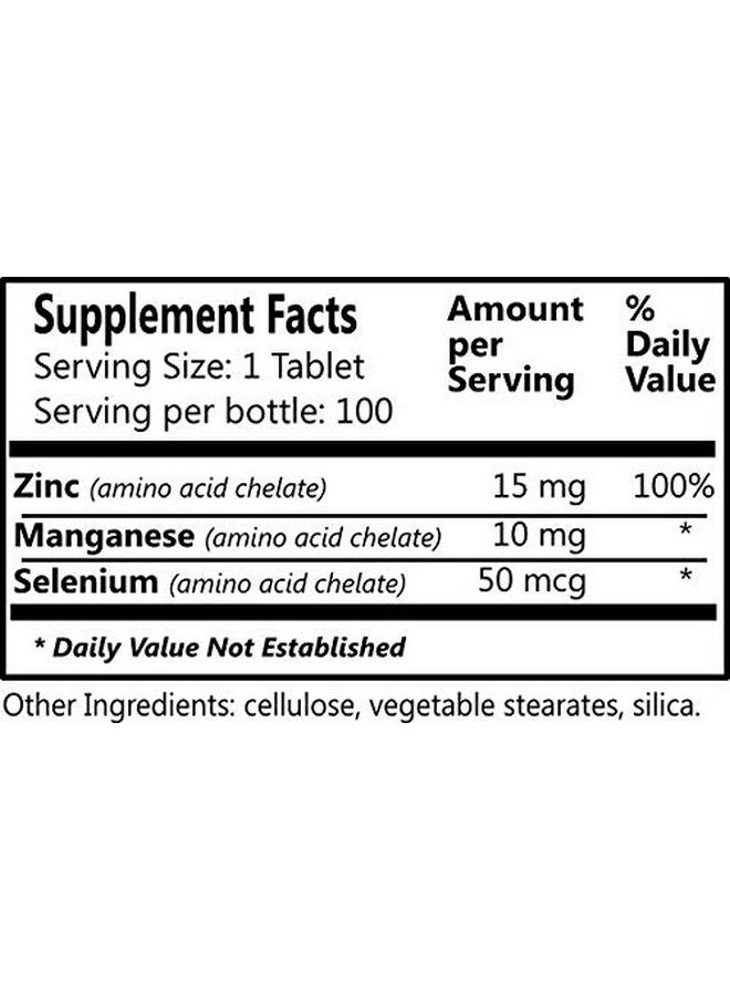Daily Manufacturing Daily Manufacturing Tri-Min (Manganese, Selenium & Zinc Amino Acid Chelates) 100 Tablets  - Image 2