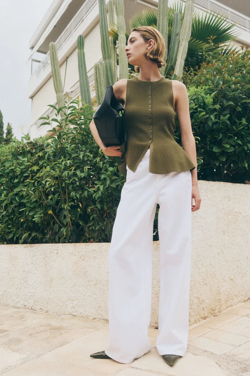 H&M Rib-knit peplum waistcoat