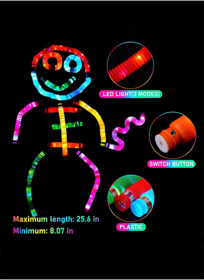 رات سو 12 عبوات من أنابيب الفقاعات المضيئة LED، ألعاب تحفيز حركي للأطفال، أنابيب حسية، عصي تتوهج في الظلام، هدايا، مستلزمات الحفلات للأطفال  - Image 2
