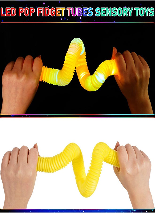 رات سو 12 عبوات من أنابيب الفقاعات المضيئة LED، ألعاب تحفيز حركي للأطفال، أنابيب حسية، عصي تتوهج في الظلام، هدايا، مستلزمات الحفلات للأطفال  - Image 4
