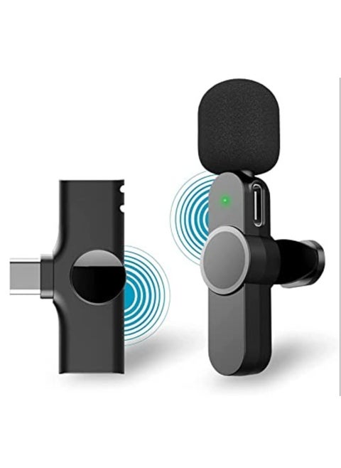 2-in-1 Wireless Lavalier Microphone for iPhone & Type-C – Plug and Play, Portable Audio/Video Recording Mic for YouTube, Live Stream, Vlog, Interview, Laptops, PC
