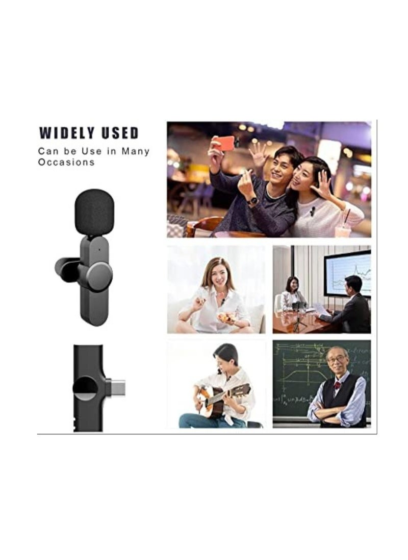2-in-1 Wireless Lavalier Microphone for iPhone & Type-C – Plug and Play, Portable Audio/Video Recording Mic for YouTube, Live Stream, Vlog, Interview, Laptops, PC