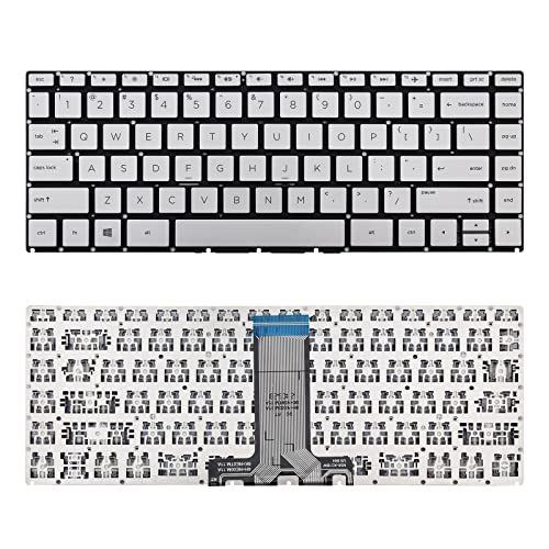 SUNMALL Replacement Keyboard Compatible with HP Pavilion 14-BF 14-BS 14-BK 14-BP 14-BW 14-CC 240 G6 245 G6 246 G6 Silver Keyboard Without Backlit US Layout - Image 1