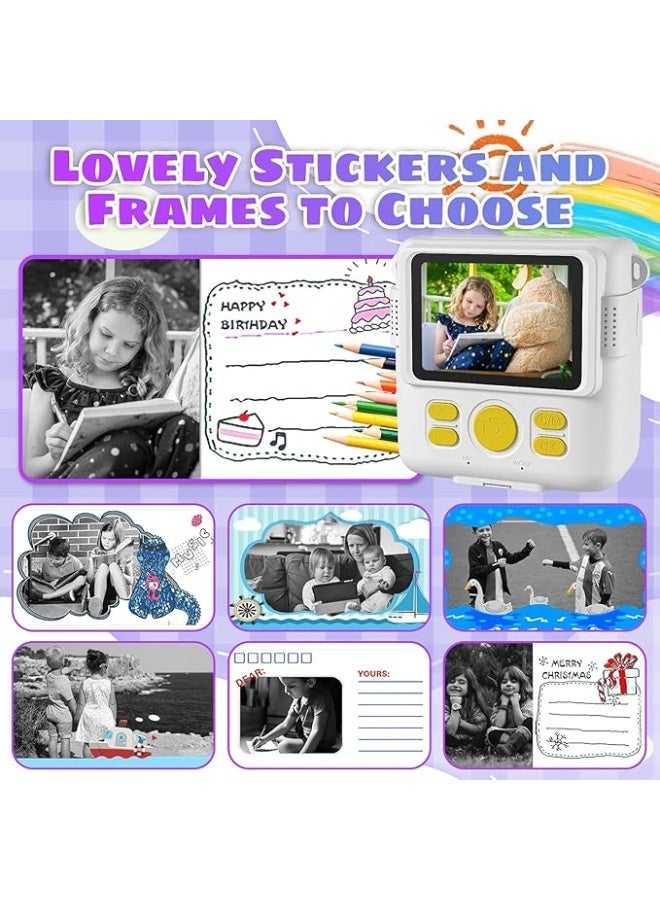 Kids Camera Instant Print, Safe Toddler Camera, HD Digital Cameras 16X Digital Zoom & 32G SD Card, 2.4‘’Screen Instant Print Cameras for Kids, 4 5 6 7 8 9 10 Year Old Girl & Boy Birthday Gifts, White - Image 3