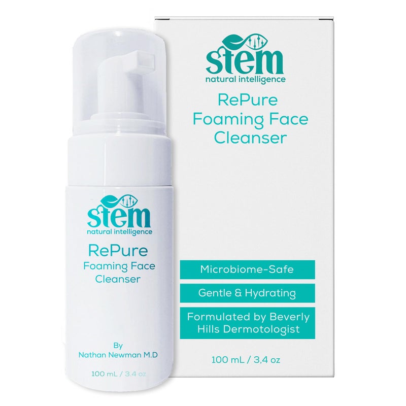 STEM Natural Intelligence RePure Foaming Cleanser Luxury Exfoliating Face Wash for Women Body and Facial Cleanser for Women Skin Care with Dermatologist Developed Tested Research Face Exfoliator