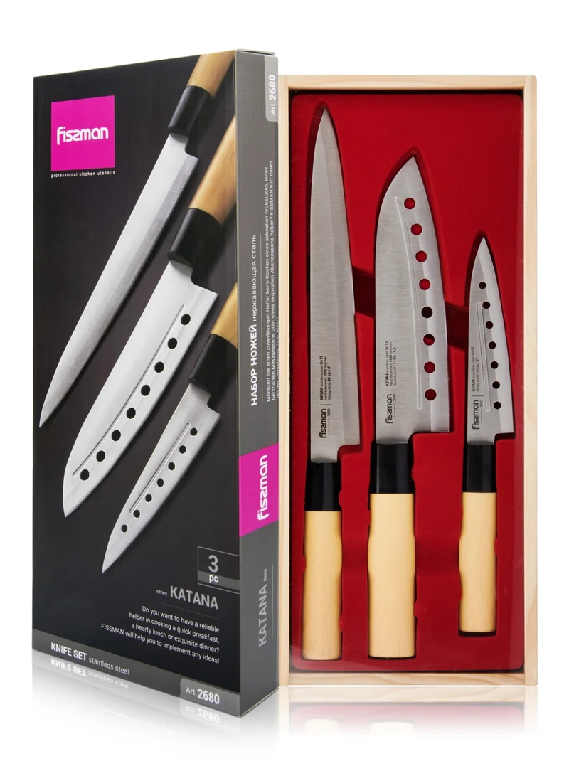فيسمان Set Of 3 Non Stick Katana Knifes