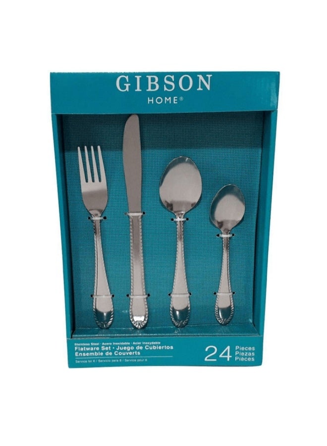 GIBSON 24-Piece New Wilmington Stainless Steel Flatware Set Silver - Image 2