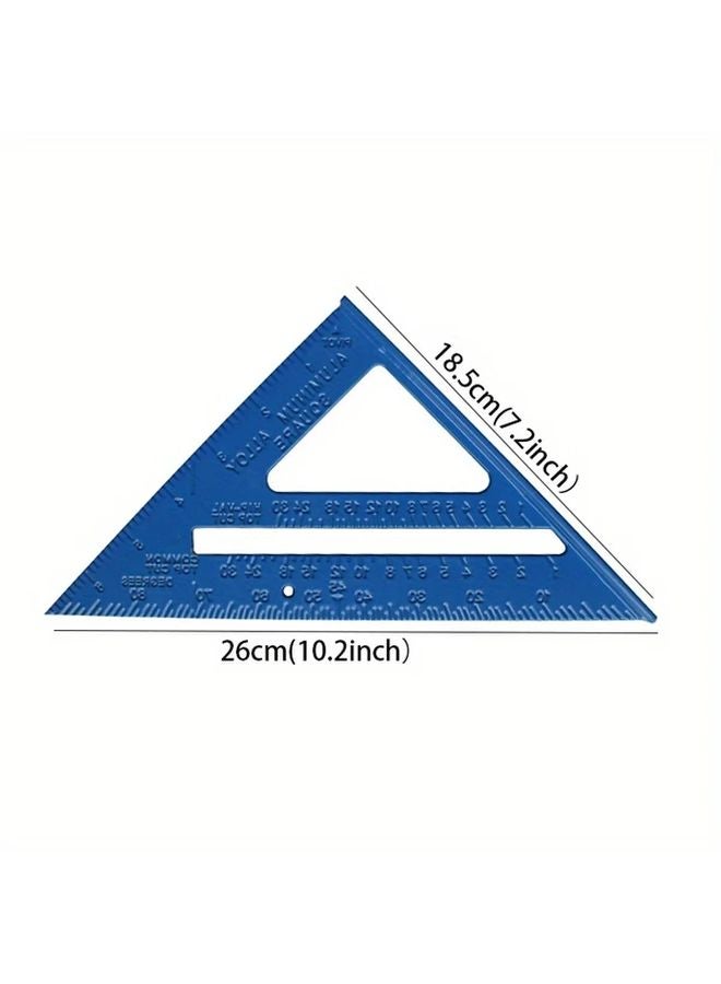 Blue 7 Inches Aluminum Carpenter Tool Dual Length Ruler Fraction Metric Angle Protractor Speed Square Woodworking Construction - Image 1