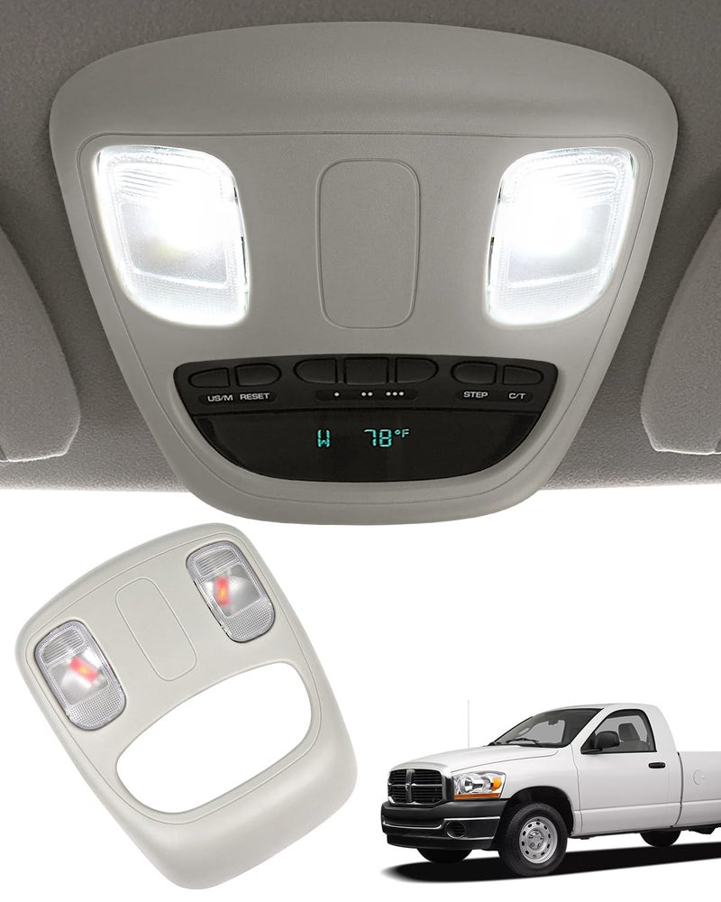 TOP-MAX Overhead Console Dome Light Replacement LED Interior Roof Map Reading Lamp for 2002-2010 Dodge Ram 1500 2500 3500 4500 5500, Replaces 1DK78BD1AA, 1DK78TL2AA - Image 1