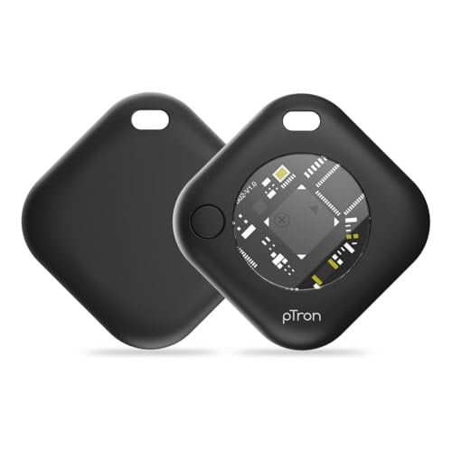 pTron TagNet X1 for iPhone/iOS Users, Works with Apple Find My Network, MFi, Anti-Lost & Loud 80dB Buzzer Alert, No SIM Needed, Item Finder for Keys, Wallets, Bags, 1-Year Battery (Black) - Image 1