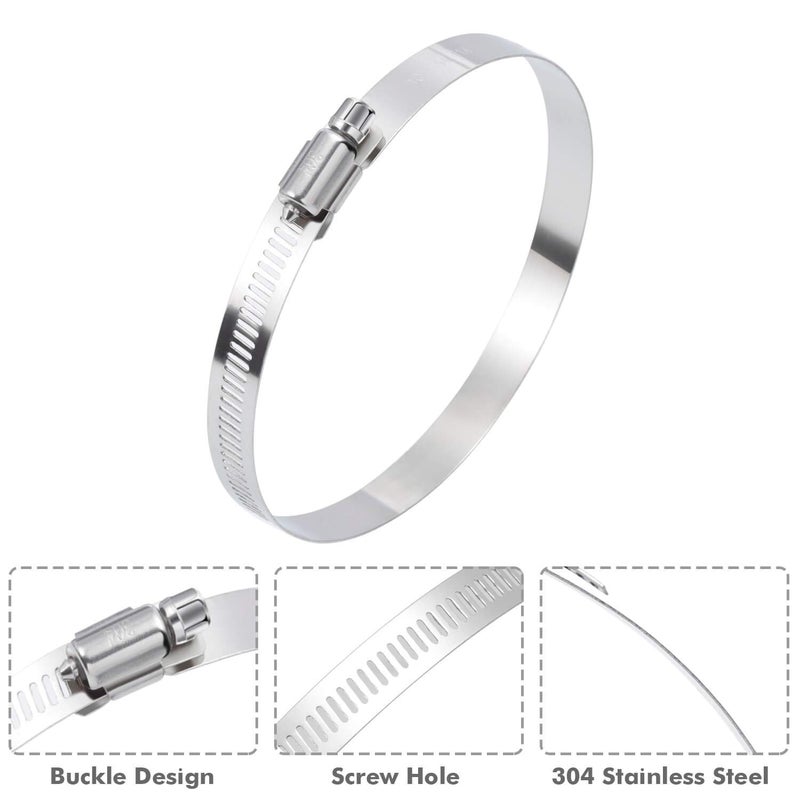 Selizo 12Pcs Hose Clamps, 4 Inch Hose Clamp 304 Stainless Steel Hose Clamps Duct Clamp Worm Gear Adjustable 91-114mm Hose Clamp, Fuel Line Clamp for Plumbing, Automotive and Mechanical Applications - Image 3