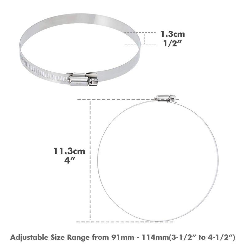 Selizo 12Pcs Hose Clamps, 4 Inch Hose Clamp 304 Stainless Steel Hose Clamps Duct Clamp Worm Gear Adjustable 91-114mm Hose Clamp, Fuel Line Clamp for Plumbing, Automotive and Mechanical Applications - Image 4