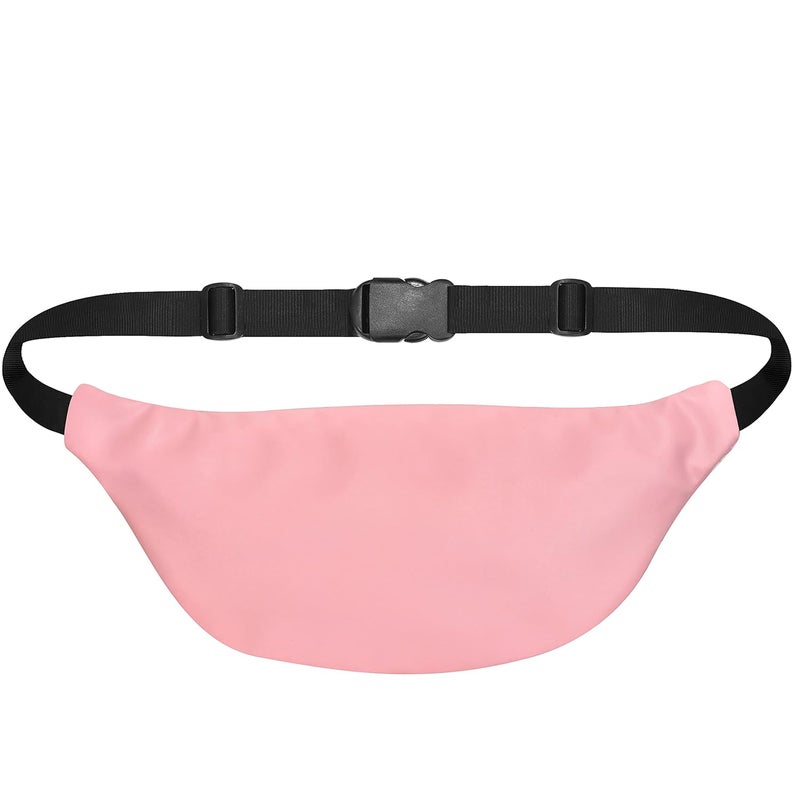 Syutm Unisex Premium Leather Waist Pack Travel Handy Hiking Zip Pouch Elegant Style Document Money Phone Belt Sport Bag for Men and Women Adjustable Strap (Peach Blossom) - Image 2