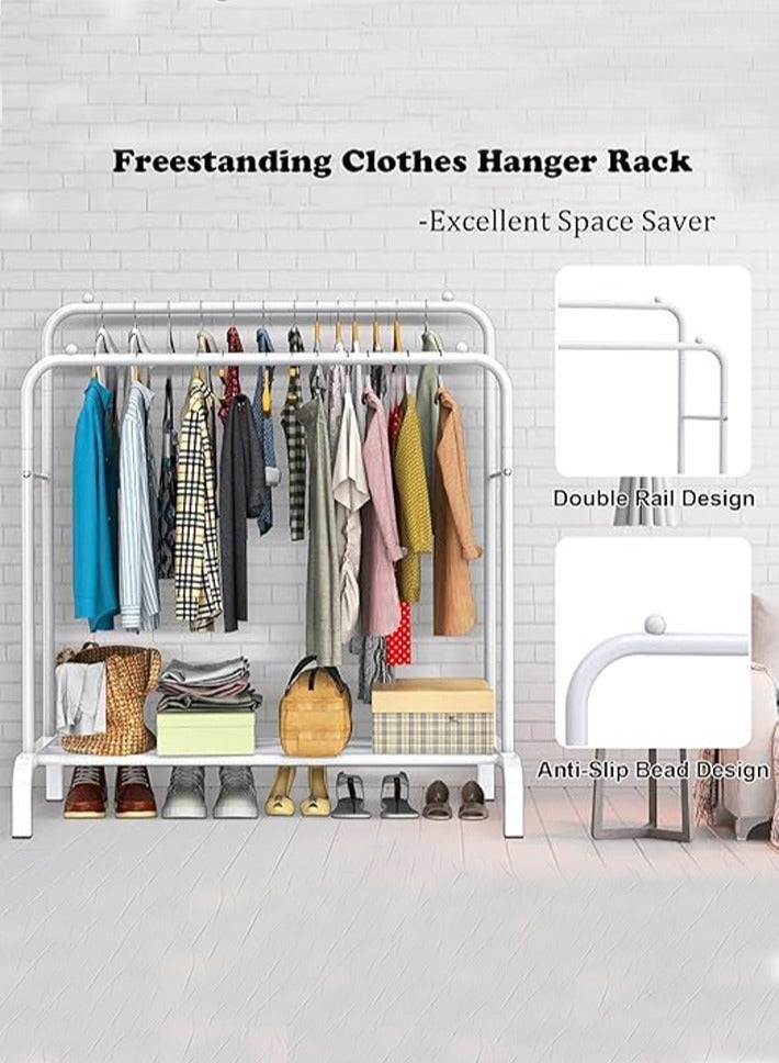 dida-cosmos Freestanding Hanger Double Pole Multi-functional Bedroom Clothing Rack, White ‎56 x 110 x 150 cm - Image 4