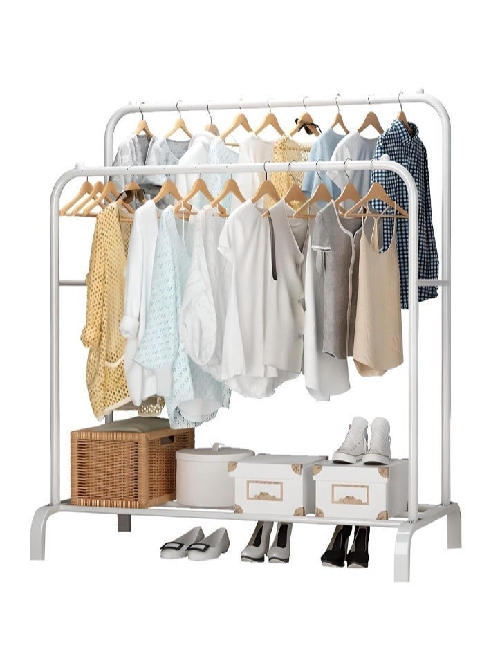 dida-cosmos Freestanding Hanger Double Pole Multi-functional Bedroom Clothing Rack, White ‎56 x 110 x 150 cm - Image 2