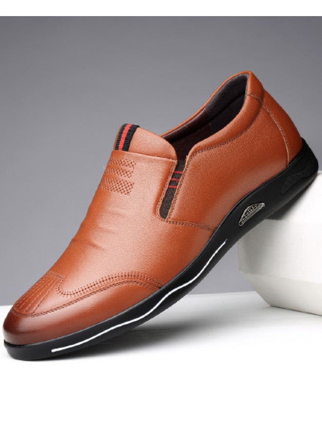 Old Man'S Head Men's Leather Shoes, Autumn Genuine Leather Korean Style Casual Dress Shoes, Soft Breathable Cowhide With Comfortable Low-cut Design, Fashionable And Trendy - Image 1
