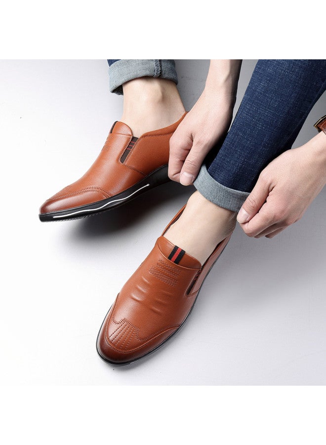 Old Man'S Head Men's Leather Shoes, Autumn Genuine Leather Korean Style Casual Dress Shoes, Soft Breathable Cowhide With Comfortable Low-cut Design, Fashionable And Trendy - Image 3