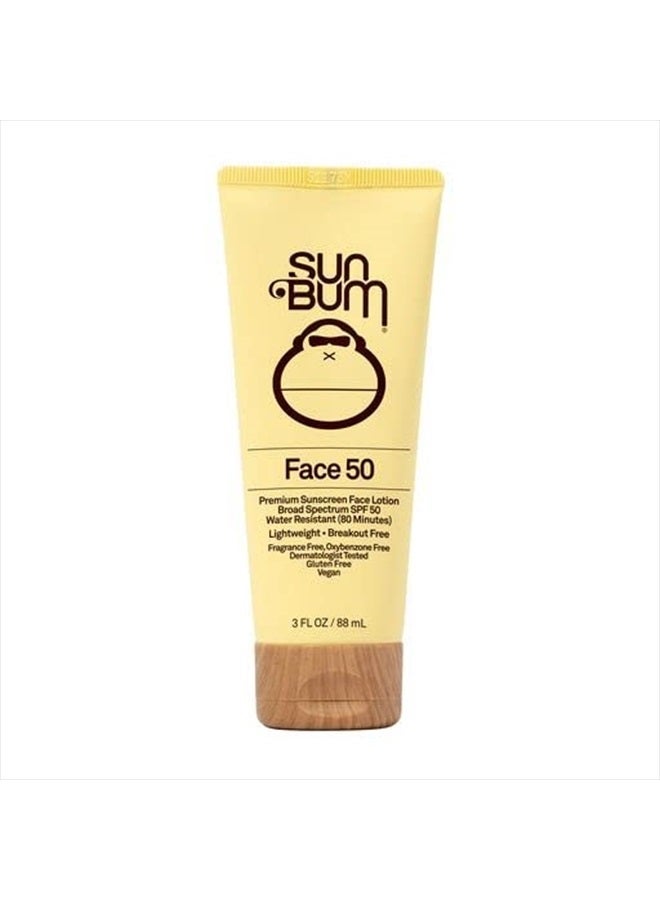 Sun Bum لوشن واقي من الشمس للوجه SPF 50 أصلي | نباتي ومتوافق مع قانون الشعاب المرجانية 104 في هاواي (خالي من أوكتينوكات و أوكسي بنزون) واسع الطيف خالي من العطور مرطب واقي من الشمس UVA/UVB مع فيتامين E | 3 أونصات - Image 1