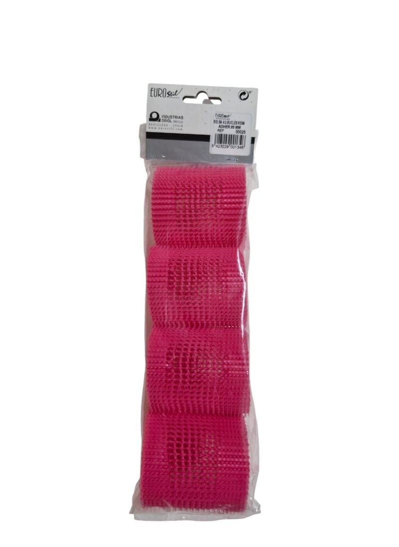 EUROSTIL - EUROSTIL Bag of 4 pcs WITH PINK LOOPS Hair Rollers 65mm Pink - 00025 - Image 1