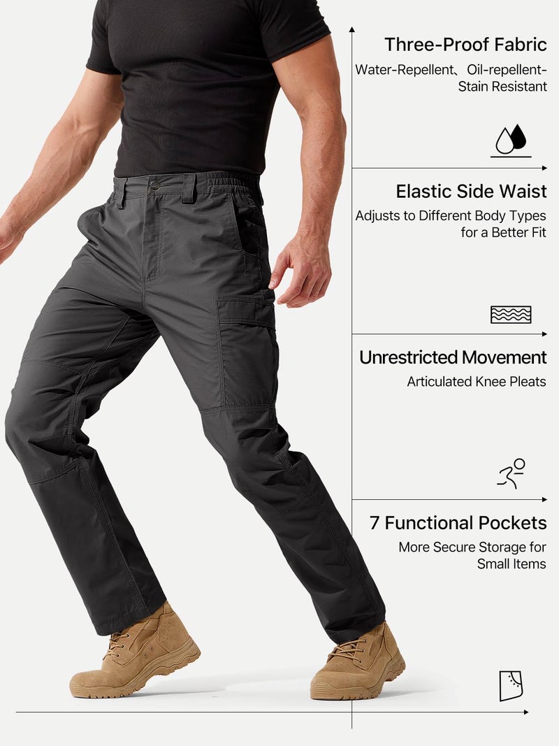 Generic FREE SOLDIER Men's Water Resistant Pants Relaxed Fit Tactical Combat Army Cargo Work Pants with Multi Pocket (Classic Gray 32W x 34L)  - Image 2