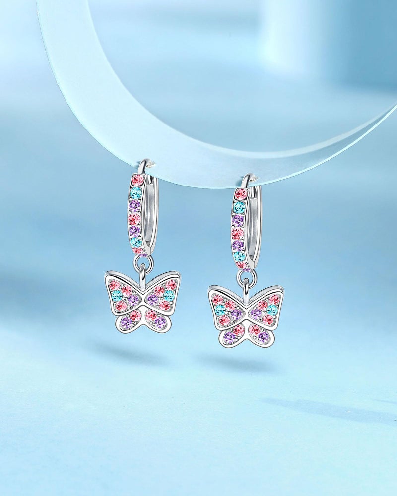 BxkSky Hypoallergenic Butterfly Hoop Huggie Earrings for Girls 8 12 10 11 14 Year Old Birthday Granddaughter from Grandma Christmas Graduation Gifts Easter Basket Stuffers for Tween Teen Girl Trendy Stuff - Image 3