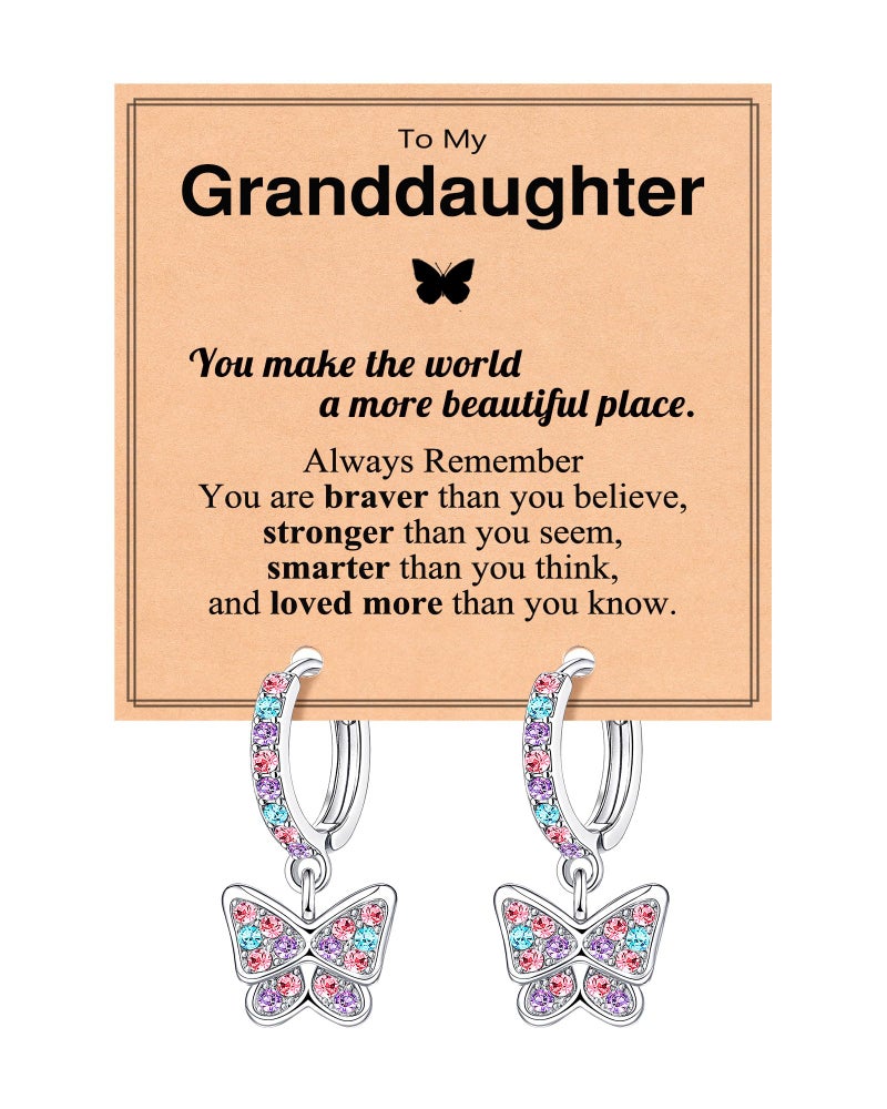 BxkSky Hypoallergenic Butterfly Hoop Huggie Earrings for Girls 8 12 10 11 14 Year Old Birthday Granddaughter from Grandma Christmas Graduation Gifts Easter Basket Stuffers for Tween Teen Girl Trendy Stuff - Image 1