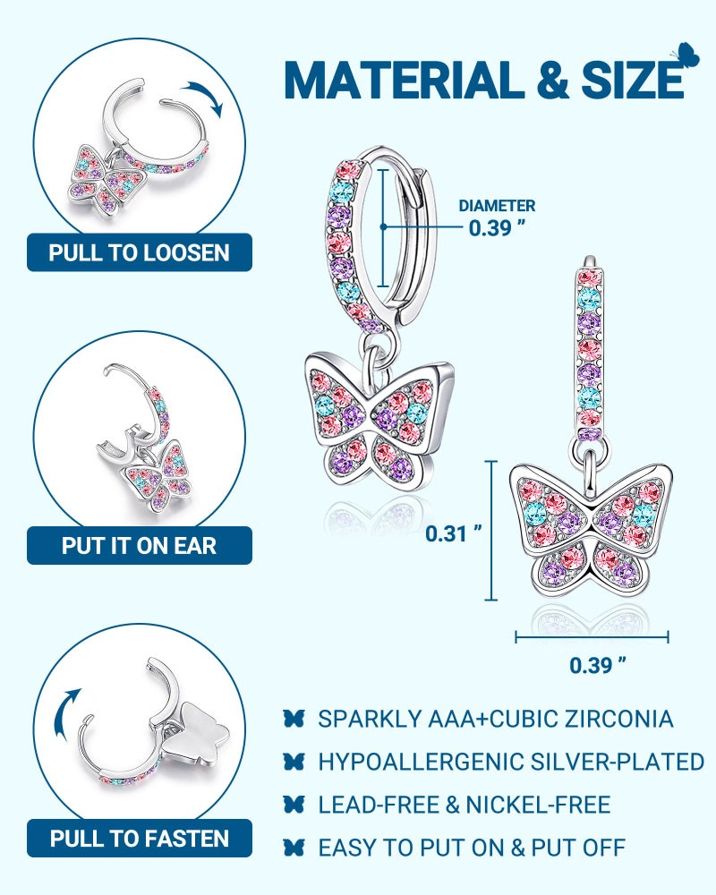 BxkSky Hypoallergenic Butterfly Hoop Huggie Earrings for Girls 8 12 10 11 14 Year Old Birthday Granddaughter from Grandma Christmas Graduation Gifts Easter Basket Stuffers for Tween Teen Girl Trendy Stuff - Image 4