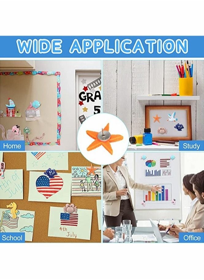 Excefore Push Pins, 36 Pieces Colorful Decorative Thumb Tacks Drawing Pins, Sea Creatures Pushpins for Cork Board Photo Wall Maps Bulletin Board Office Organization Home Decor  - Image 2
