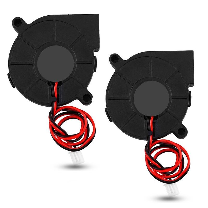 klarako 2Pcs DC 12 / 24V 50 * 15mm Blow Radial Cooling Fan Turbofan Cooler Heatsinks Humidifier Kit Accessories Replacement for 3D Printer RepRap (12V) - Image 1