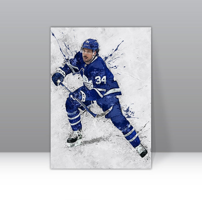 TNESSENTIAL Auston Matthews Poster Toronto Maple Leafs Hockey Framed Canvas Print NHL Wall Art Print Home Decor Artwork For F3 Birthday Gift - Image 1