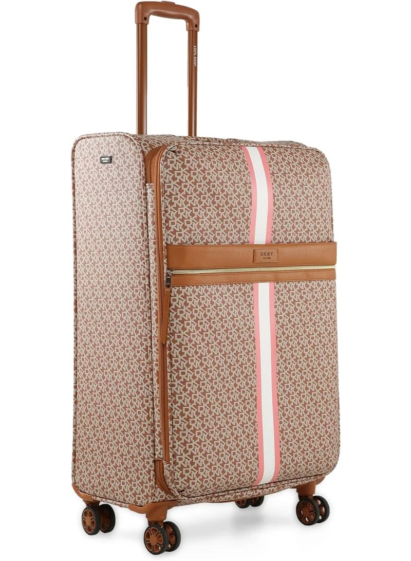 DKNY  DKNY Signature Stripe Softside Luggage on Wheels for Unisex | Ultra Lightweight ABS on with Spinner Wheels 4 Double Wheel (MAPLE, 28 Inch) for Women | Best Price UAE