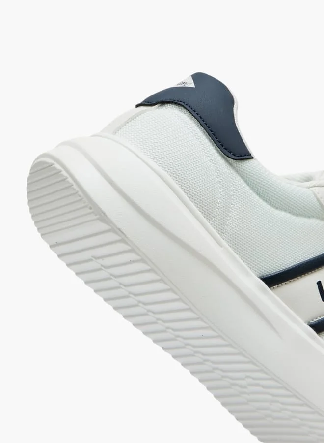 Lee Cooper Men's Logo Print Panelled Sneakers with Lace-Up Closure