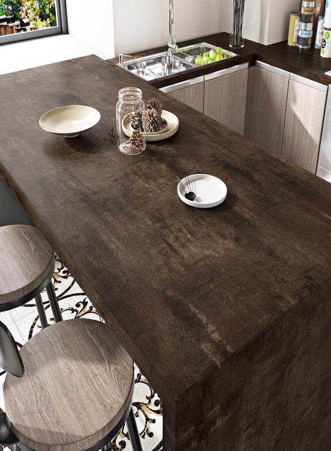 Wallercity Dark Brown Wood Contact Paper Wood Grain Peel and Stick Cement Wallpaper Self Adhesive Wallpaper Peel and Stick for Desk Countertops Vinyl 24''x118'' Renter Friendly Wallpapers for Wall - Image 3