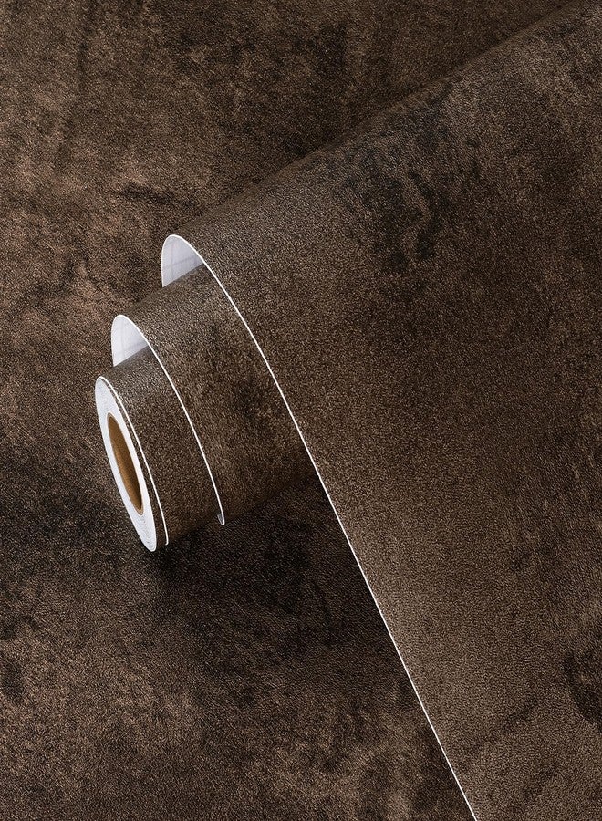 Wallercity Dark Brown Wood Contact Paper Wood Grain Peel and Stick Cement Wallpaper Self Adhesive Wallpaper Peel and Stick for Desk Countertops Vinyl 24''x118'' Renter Friendly Wallpapers for Wall - Image 1