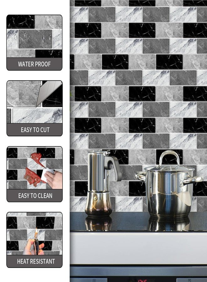 BSABSAQAA 10 Sheets Peel and Stick Backsplash for Kitchen 12"X12" Back Splash Adhesive Subway Wall Tile Flat Vinyl Sticker for Bathroom on Renter Friendly Marble 2-6 (Not 3D Tile) - Image 5