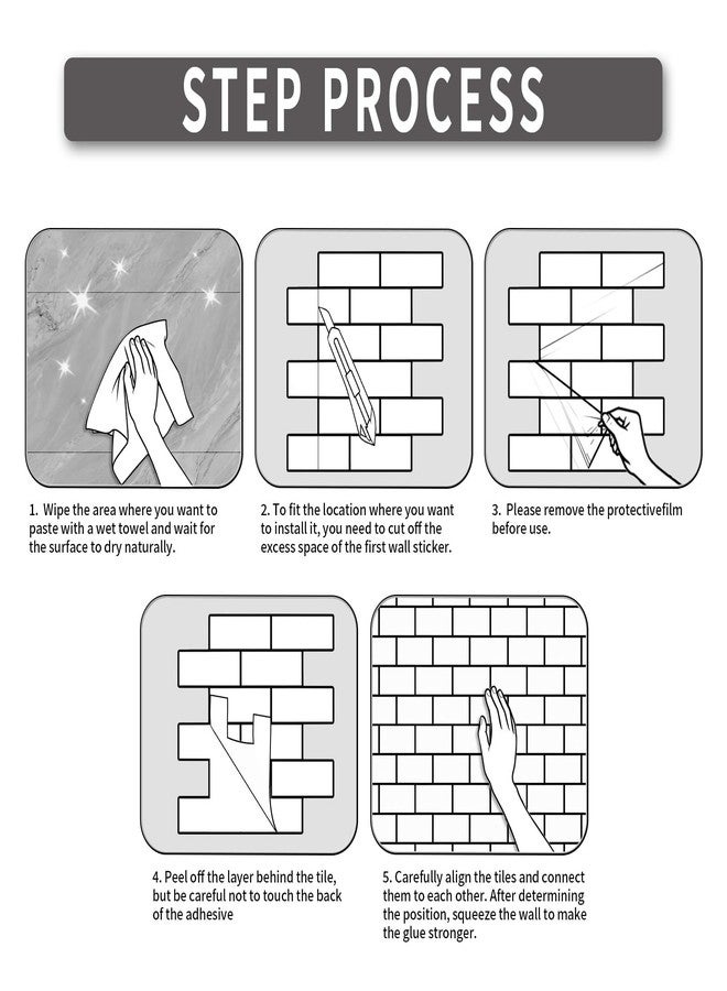 BSABSAQAA 10 Sheets Peel and Stick Backsplash for Kitchen 12"X12" Back Splash Adhesive Subway Wall Tile Flat Vinyl Sticker for Bathroom on Renter Friendly Marble 2-6 (Not 3D Tile) - Image 4