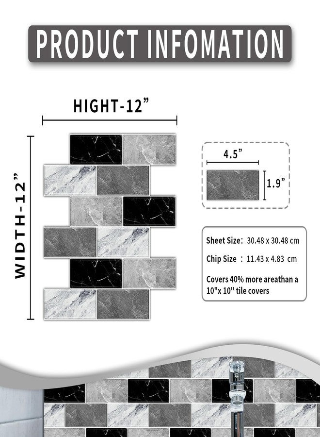 BSABSAQAA 10 Sheets Peel and Stick Backsplash for Kitchen 12"X12" Back Splash Adhesive Subway Wall Tile Flat Vinyl Sticker for Bathroom on Renter Friendly Marble 2-6 (Not 3D Tile) - Image 2