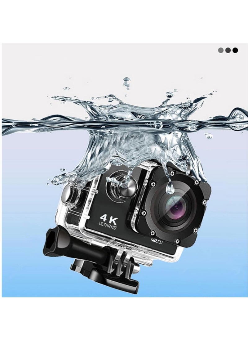 Generic - 4K Action Camera, Outdoor Waterproof Sports Camera, IPS Real Color Touchscreen Photography Camera, Adjustable View Angle WIFI Camera With Time Lapse Slow Motion, (1pc, Black) - Image 1