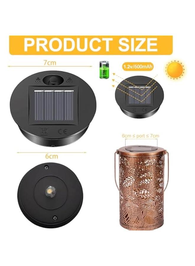 Solar Lights Replacement Parts, Set of 2 Solar Lights Replacement Top with LED Warm White Light, Waterproof Solar Replacement Lid Solar Lights Solar Panel Replacement Part for Solar Lanterns, Garden  - Image 2