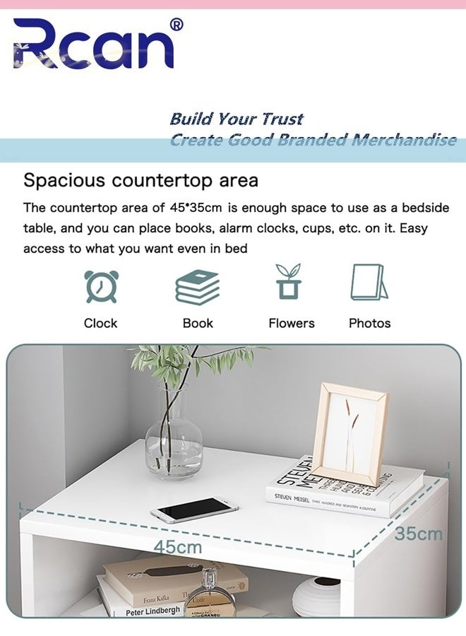 Rcan Nightstand Home Bedside Table Modern Nightstands End Coffee Table with Open Storage Shelf Solid Wood Legs Coffee Table End Table for Bedroom Living Room Office and Dorm - Image 5