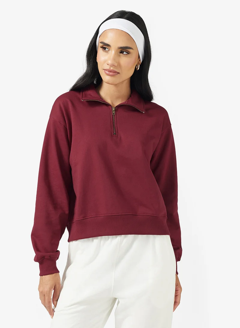 جينجر بيسيكس Cotton Zip Up Oversize Sweatshirt