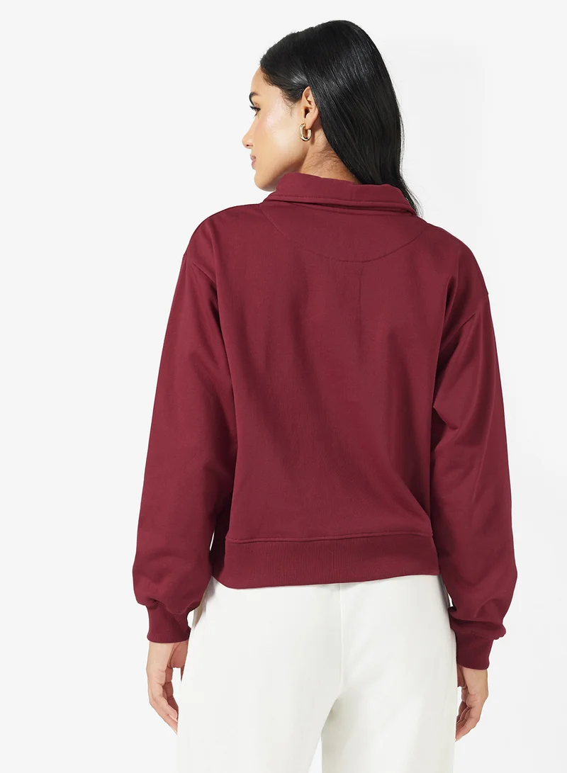 جينجر بيسيكس Cotton Zip Up Oversize Sweatshirt